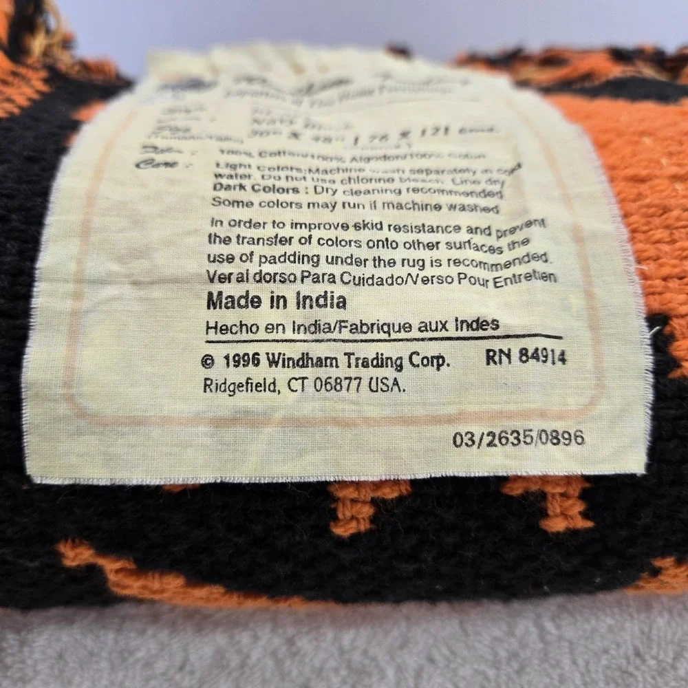 Vtg 1996 Windham Trading Pumpkin Halloween Tapestry Rug Throw Decor 30 X 48